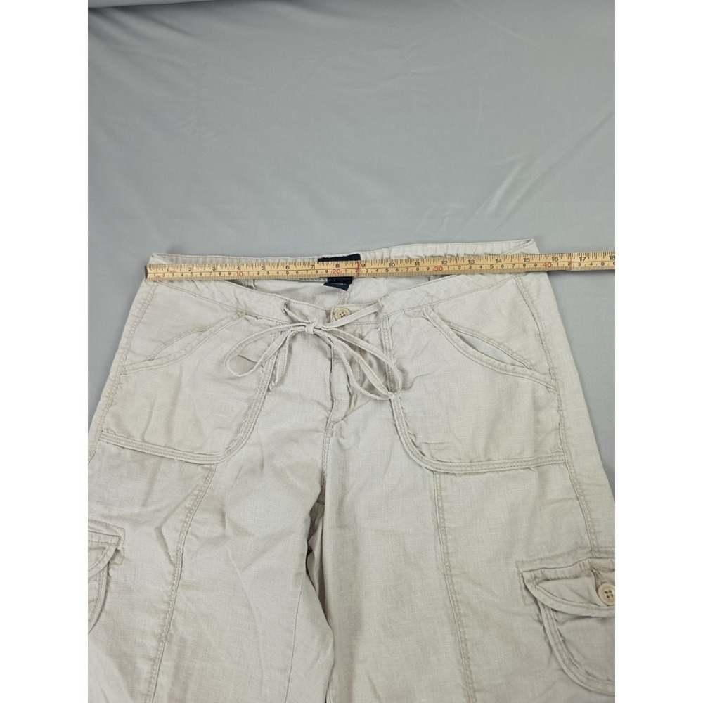 Sonoma Shorts Beige Womens 6 Linen Cotton Blend Bermuda Cargo Pockets Drawstring - Picture 7 of 14